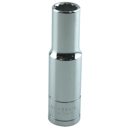 K-Tool International 3/8" Drive, 3/8" SAE Socket, 12 Points, Deep 12Pt, 3/8", 3/8"Dr KTI-22412